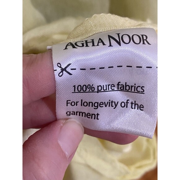 Agha Noor Afghanoor Yellow & Purple Embroidered Dress Size Medium Floral Lined - Picture 10 of 10